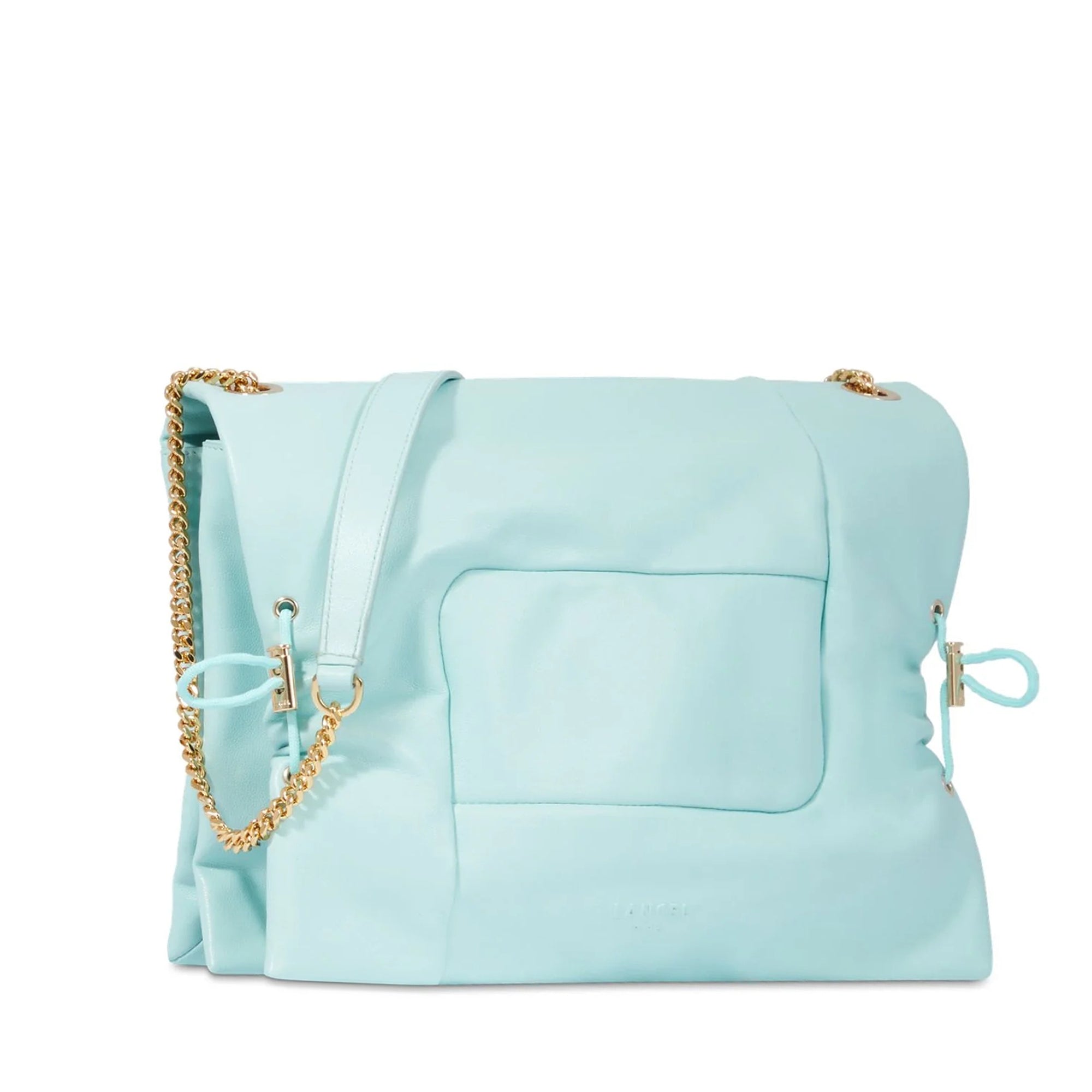 Grand sac à rabat Billie en cuir matelassé - Menthe