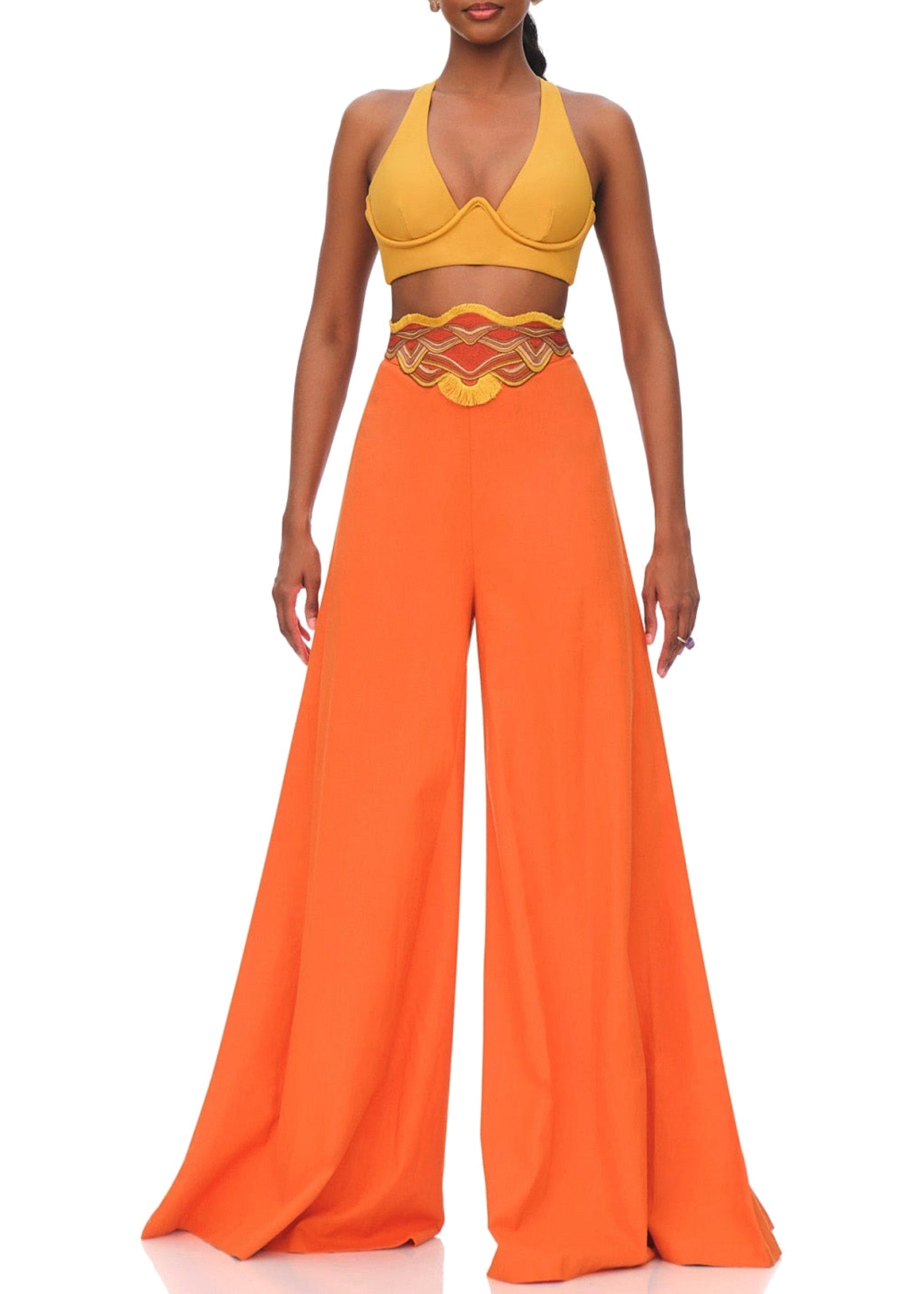 Ilo flared trousers in linen blend - Clay