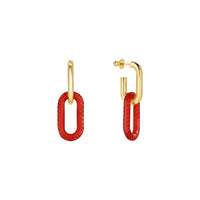 Boucles d'oreilles Empreinte Animale en cristal et laiton plaqué or - Rouge & Doré