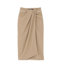 Jupe Bodri zippée en laine mélangée - Beige