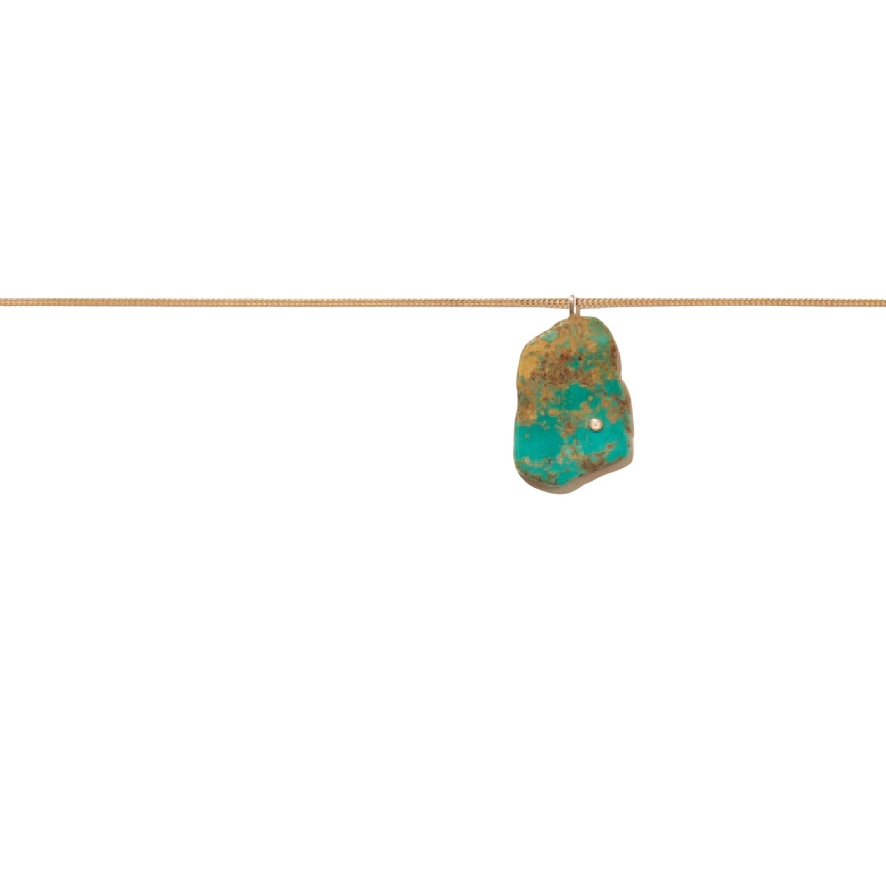 Stromboli N°2 necklace in yellow gold set with diamonds - Turquoise & Diamond