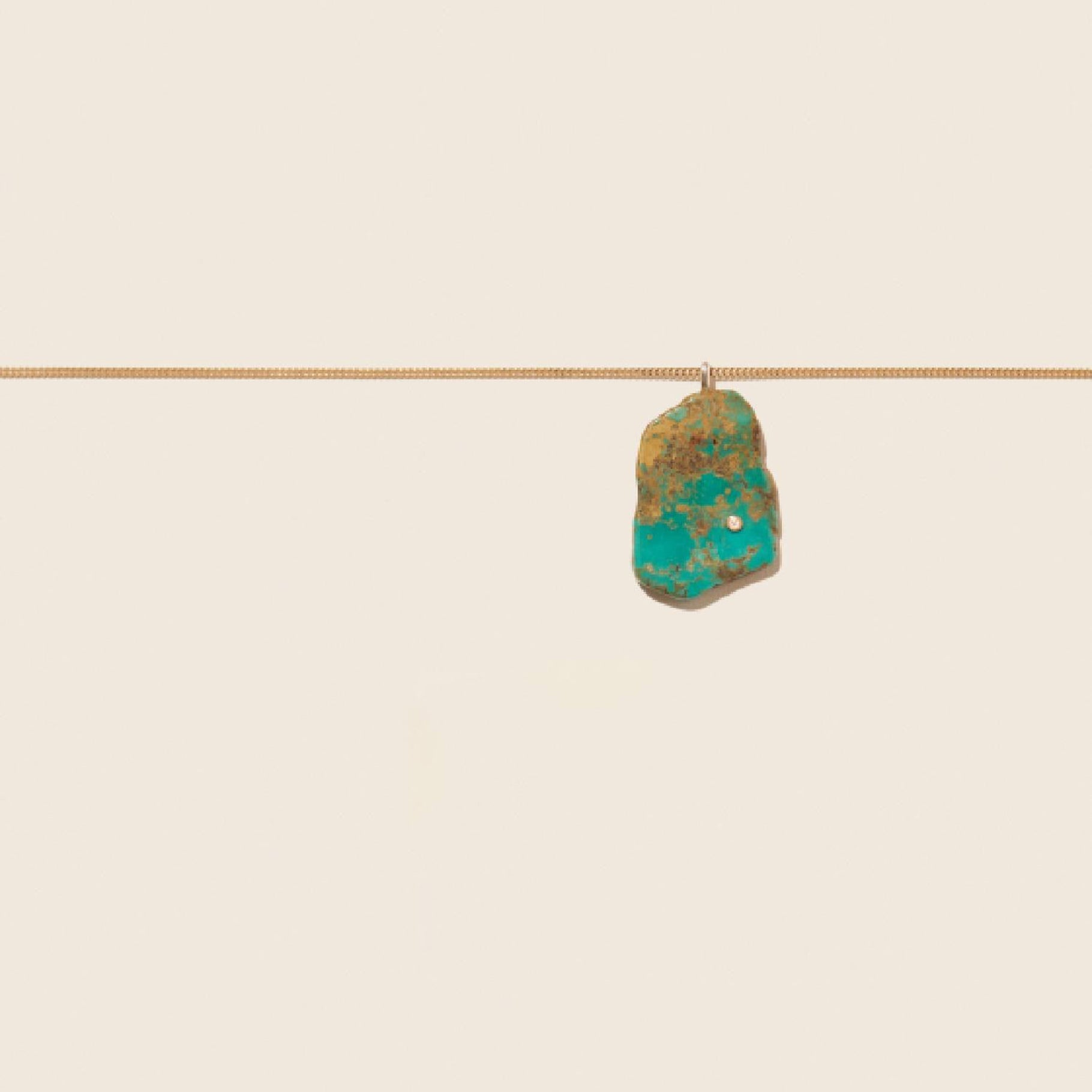 Stromboli N°2 necklace in yellow gold set with diamonds - Turquoise & Diamond