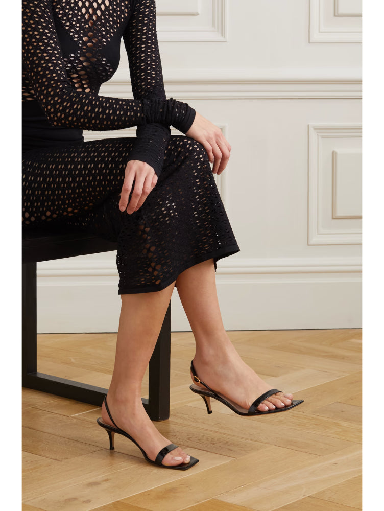 Sandales Ribbon Kitten 55 en cuir verni - Noir
