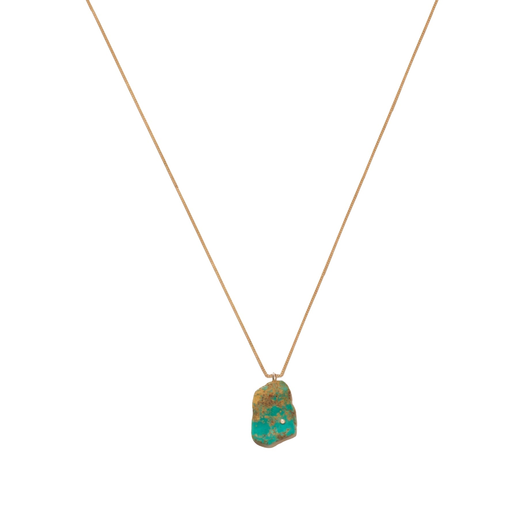 Stromboli N°2 necklace in yellow gold set with diamonds - Turquoise & Diamond