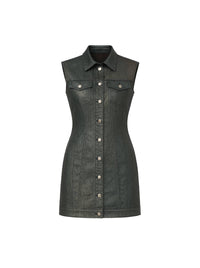 Robe courte en imprimé denim - Multicolor & Grey