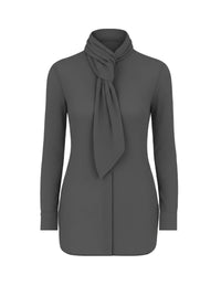 Blouse transparente à manches longues avec lavallière - Grey