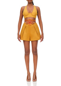 Olla embroidered shorts - Mustard