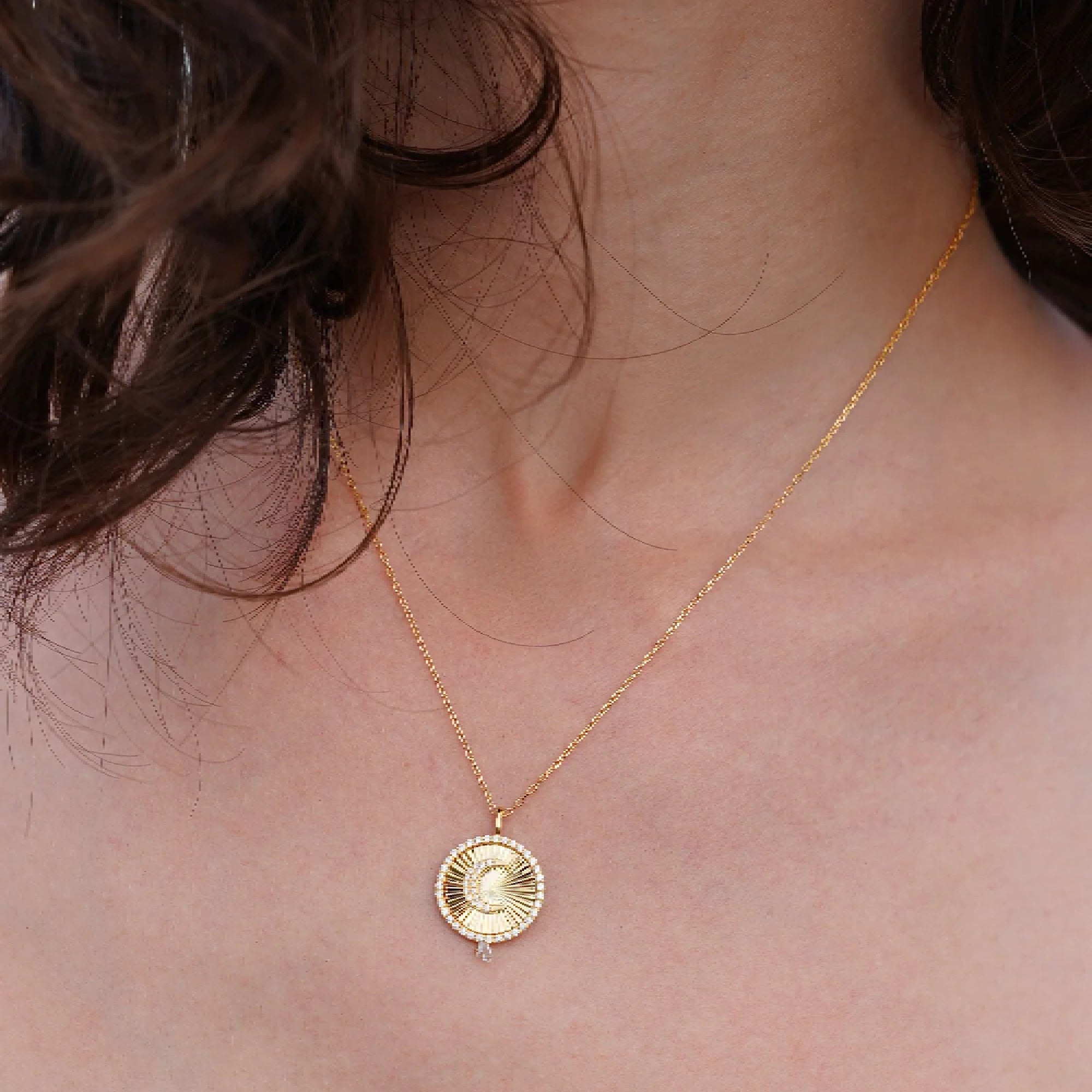 Collier Talisman Porte-bonheur Lune - Plaqué Or