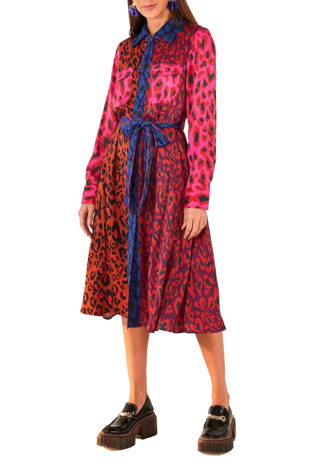 MEDIA OFF LINE_Robe midi Léopard Pop en coton - Multicolore