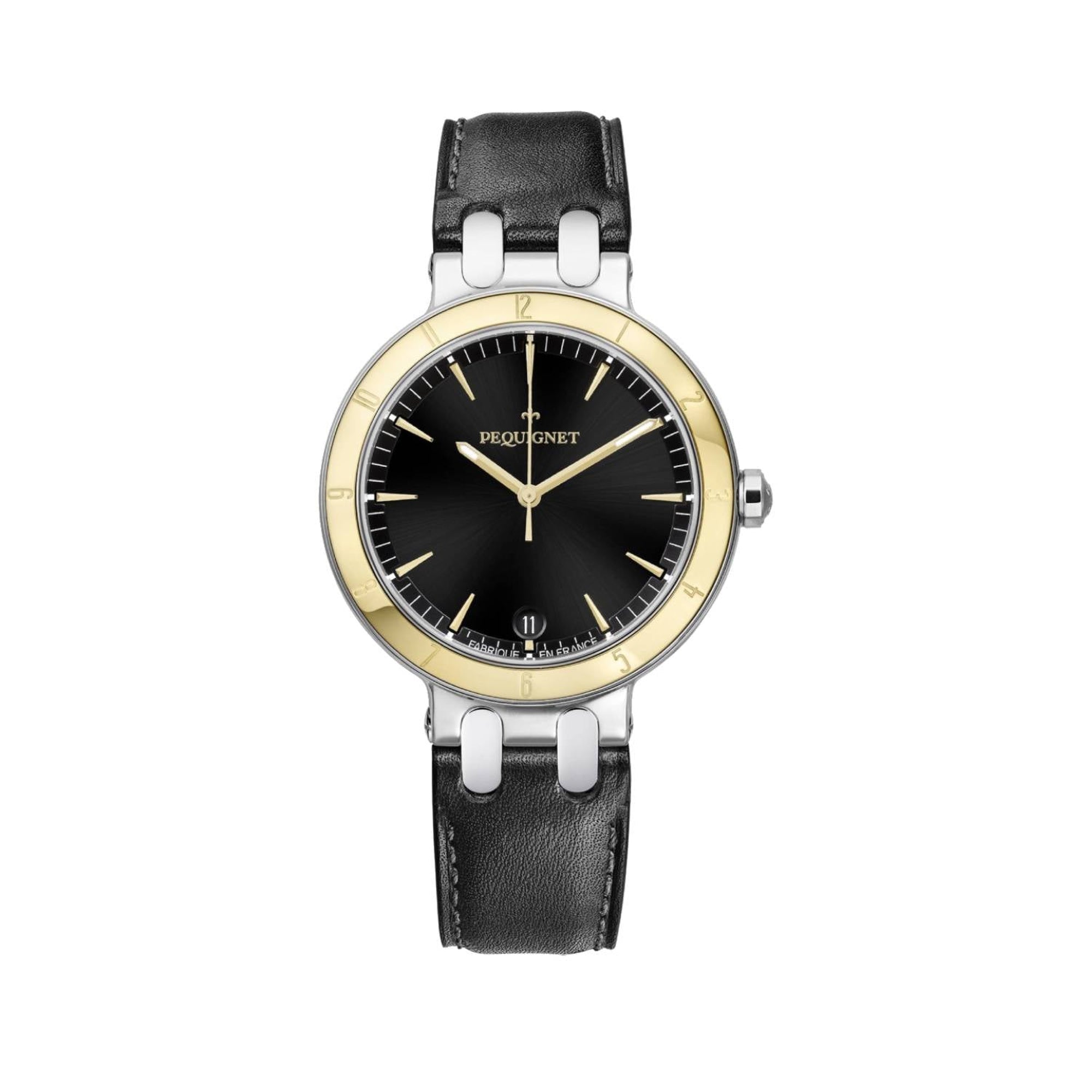 Montre Moorea en acier et or 40 mm - Noir soleillé