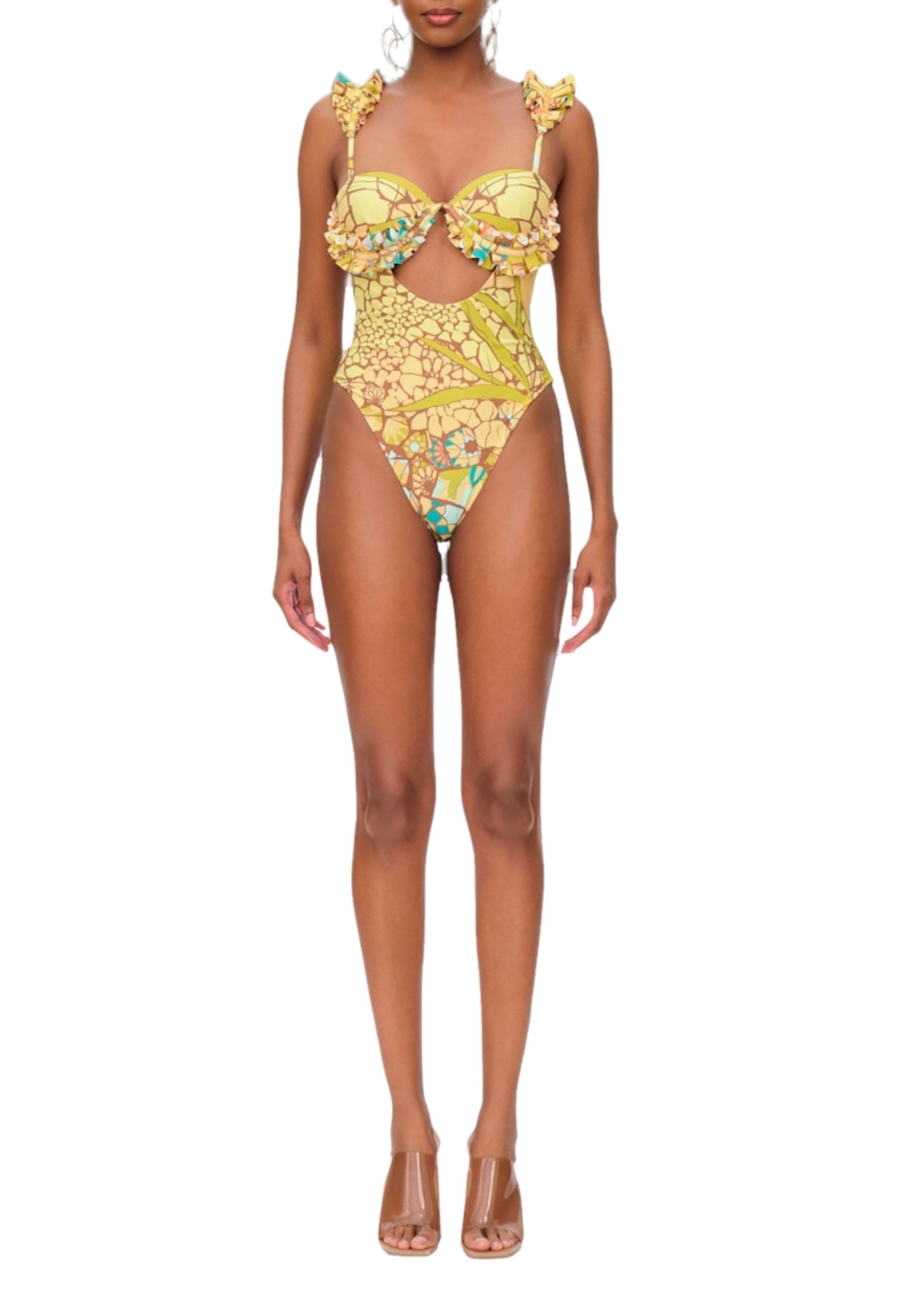 Kuji printed one-piece balconette swimming costume - Ilia Print