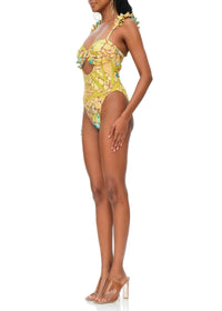 Kuji printed one-piece balconette swimming costume - Ilia Print