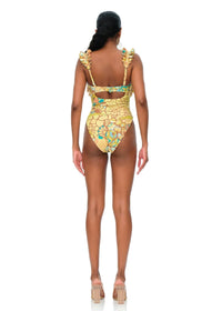 Kuji printed one-piece balconette swimming costume - Ilia Print