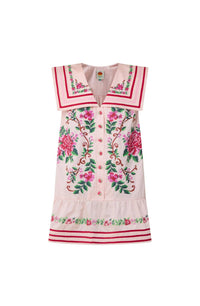 Robe courte brodée Sleevel - Rose