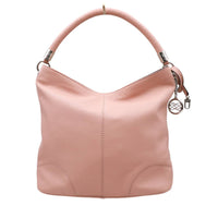 Grand sac hobo à zip en cuir grainé - Nude
