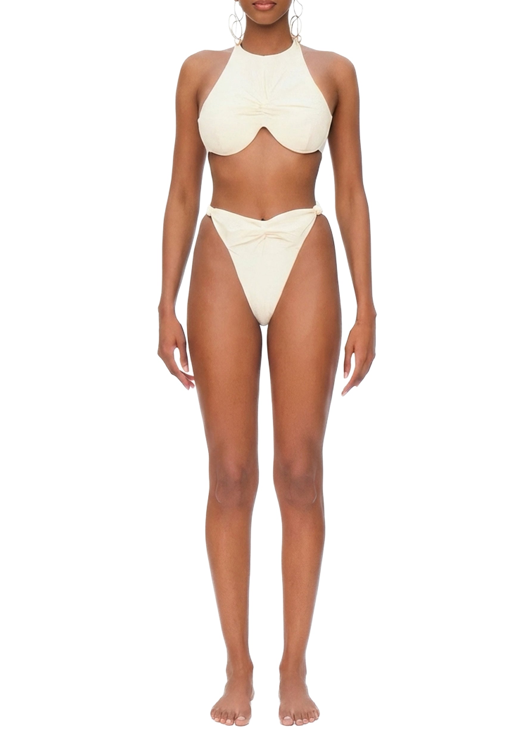 Gada Ruched Bikini Top - Ivory