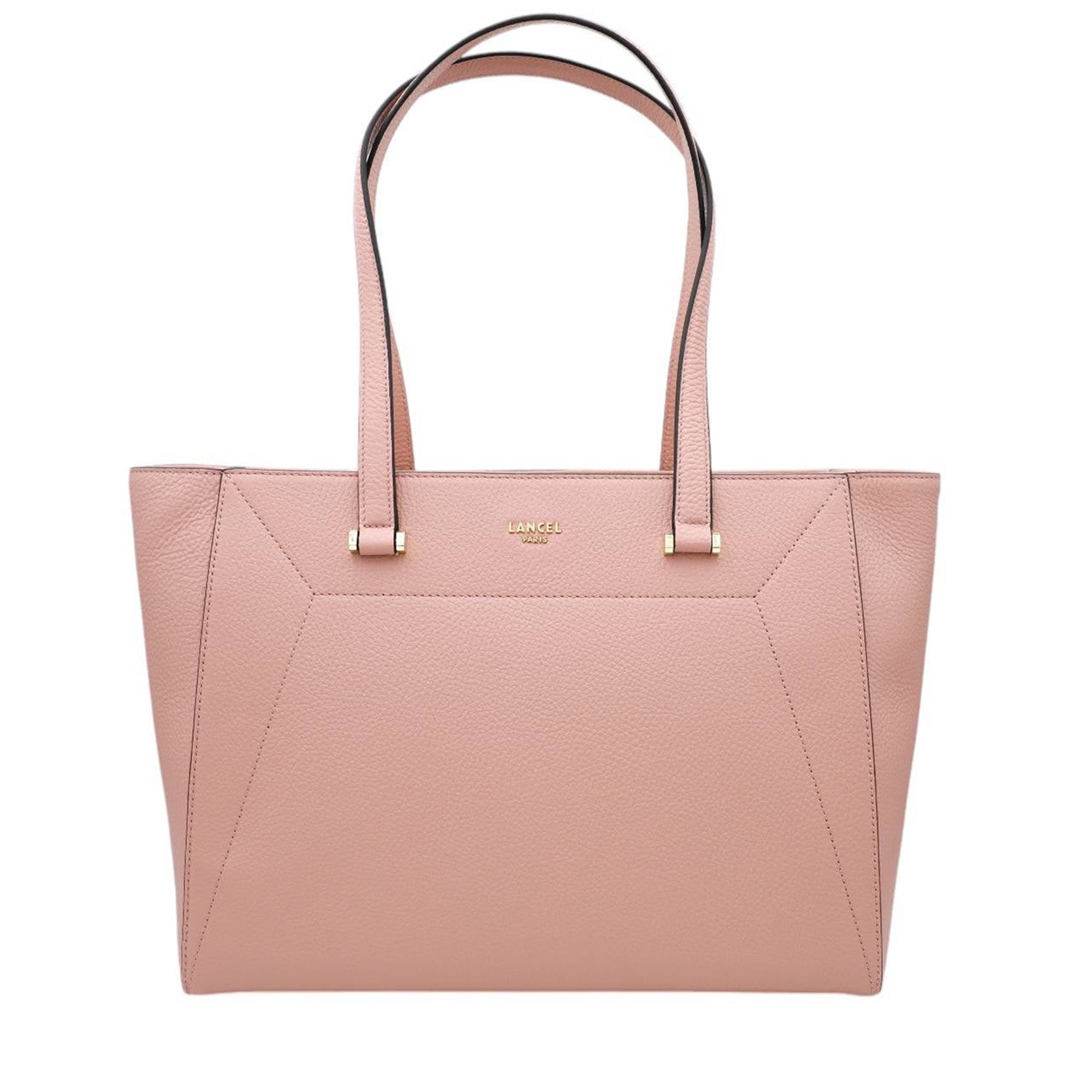 Sac cabas ew zippé Lettrines en cuir grainé - Nude