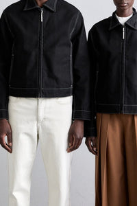Contrast stitching bomber - Black