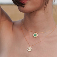 Green Clover Lucky Talisman Necklace - Gold plated