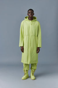 Parka longue Alban à capuche en cuir - Pale Lime