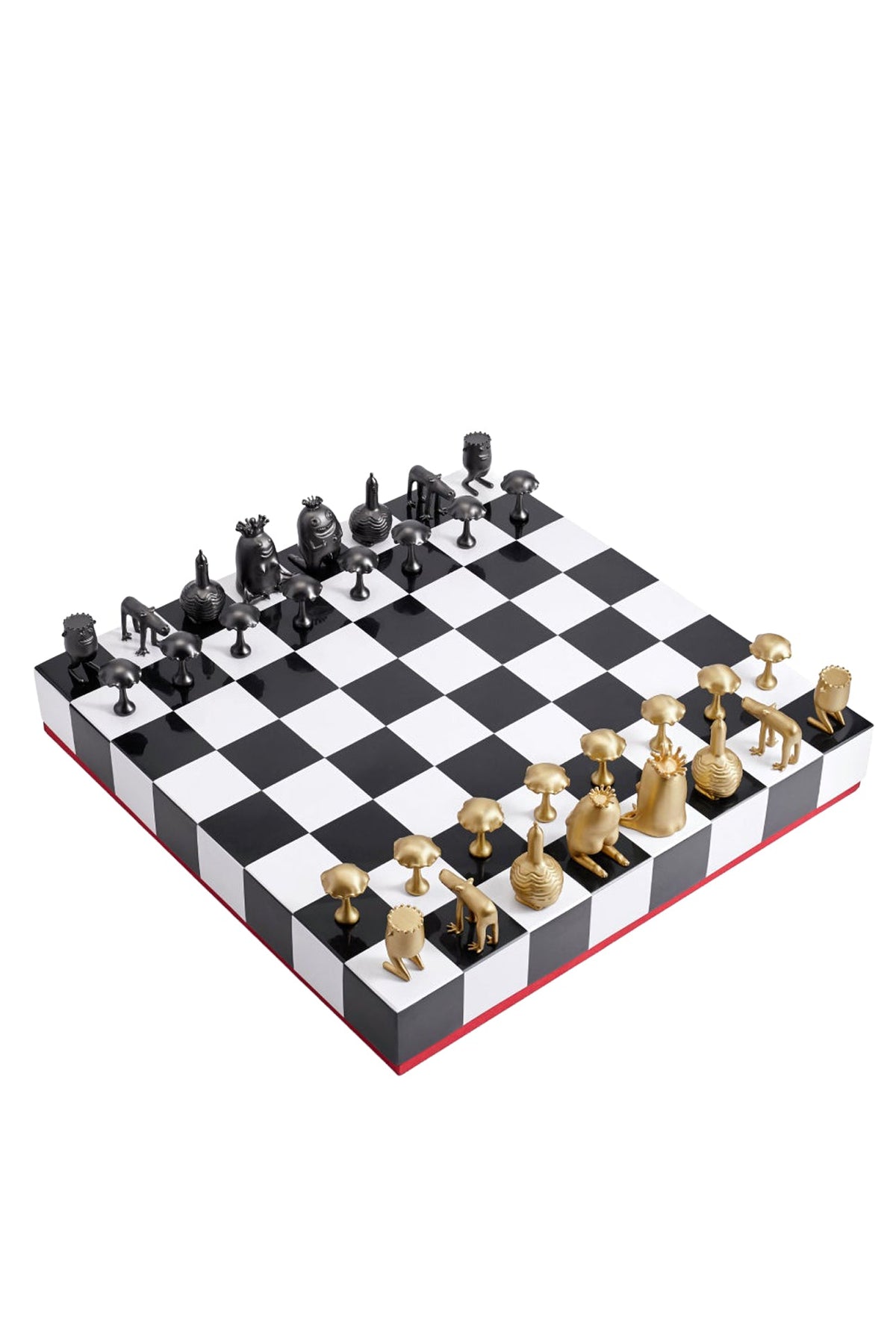 Jeu d'échecs Haas Jeux en laiton - Blanc, Noir, Rouge & Or