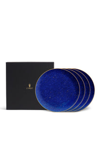 Set de 4 assiettes à dessert Lapis en porcelaine - Bleu