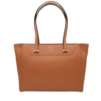 Sac cabas ew zippé Lettrines en cuir grainé - Camel