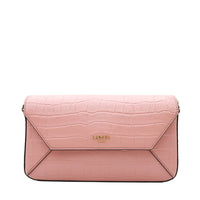 Sac rabat Lettrines M en cuir embossé - Nude