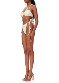 Lani string bikini bottoms with drawstrings - Ivory