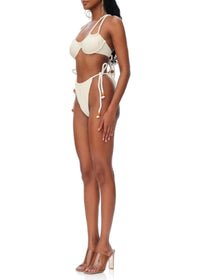 Lani string bikini bottoms with drawstrings - Ivory