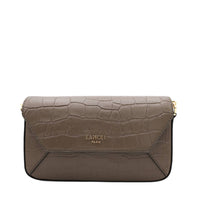 Mini sac à rabat Lettrines en cuir embossé - Kaki