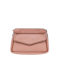 Sac rabat Oblique M en cuir grainé - Nude