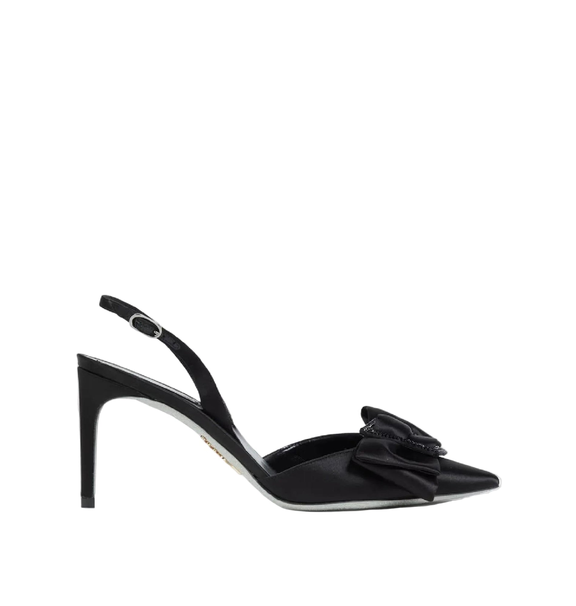 Slingbacks Sara 80 en satin - Nero & Jet Hematite