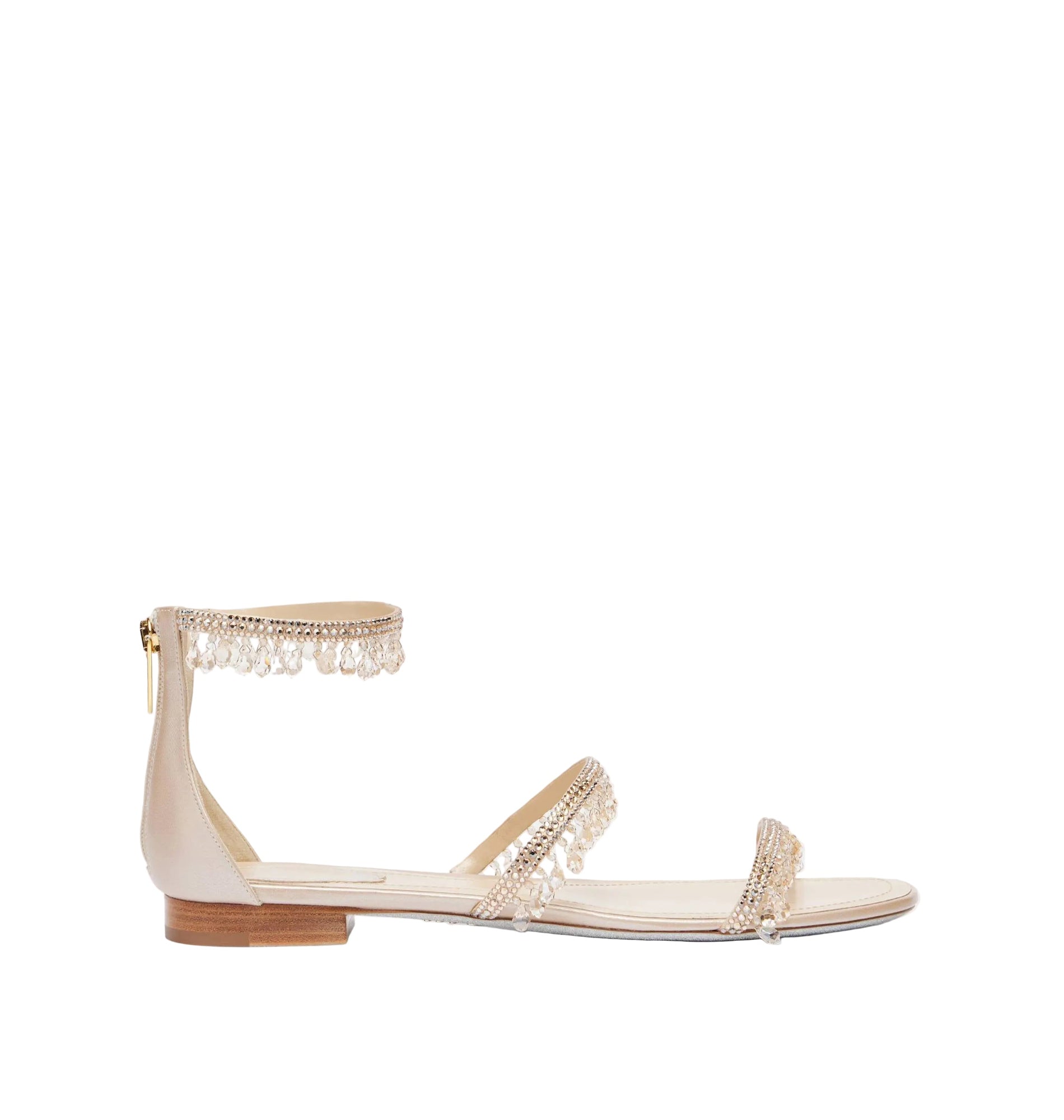 Sandales plates Chandelier à strass en satin - Nude & Silk