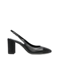 Slingbacks Kristen 80 à strass en cuir - Noir