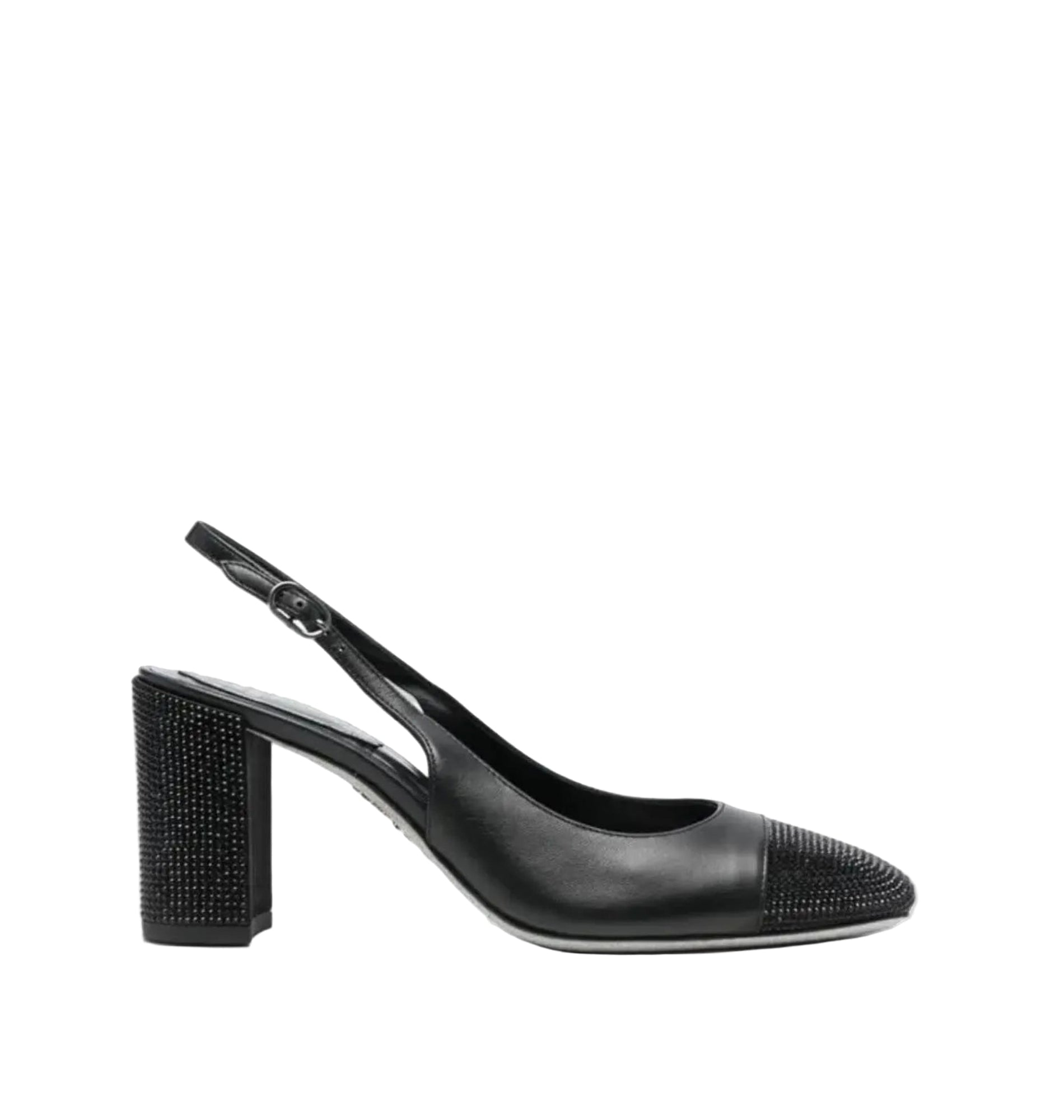 Slingbacks Kristen 80 à strass en cuir - Noir
