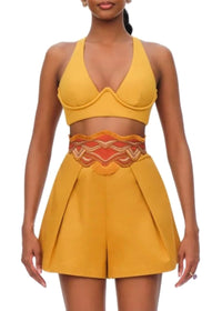 Olla embroidered shorts - Mustard