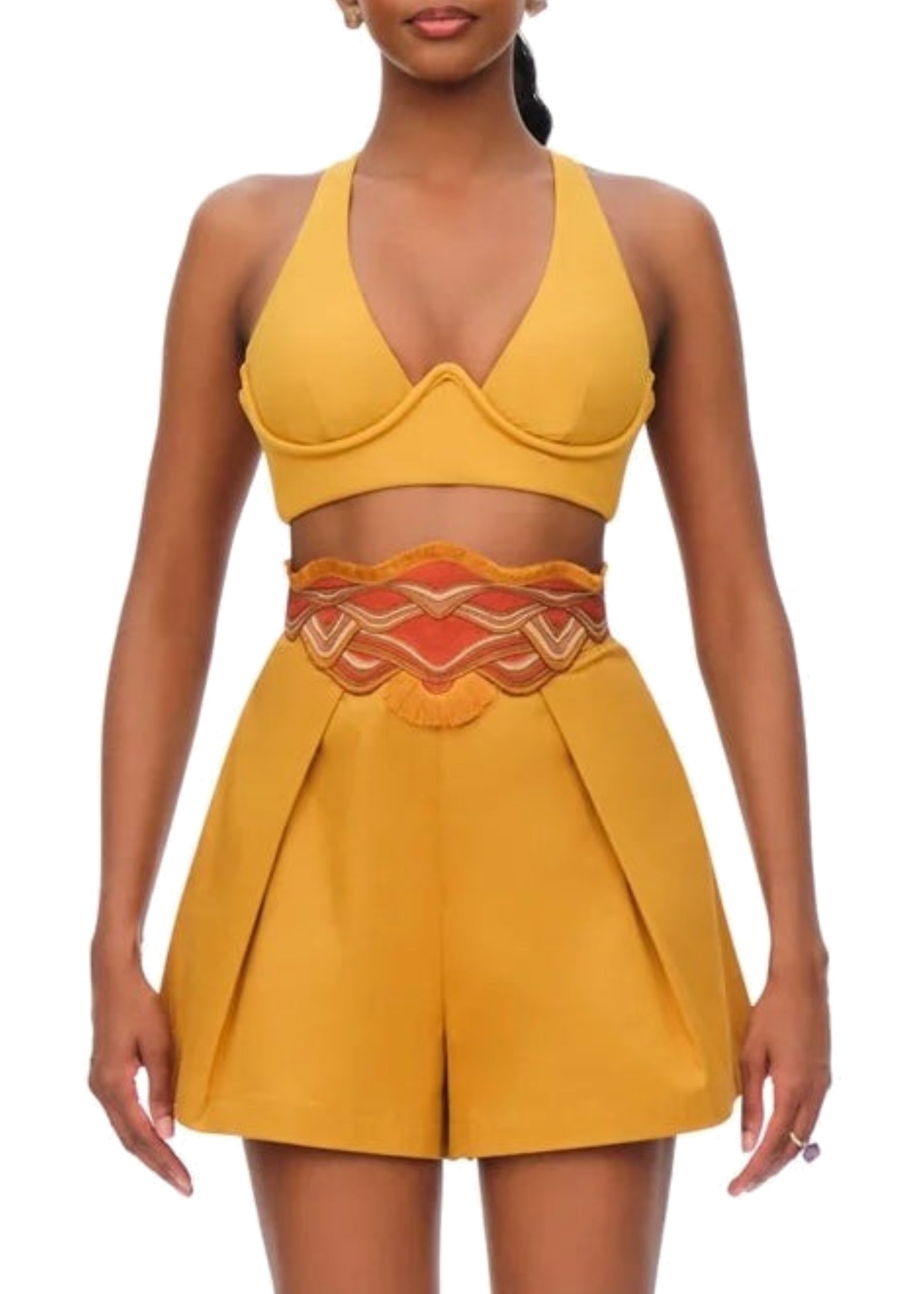 Olla embroidered shorts - Mustard