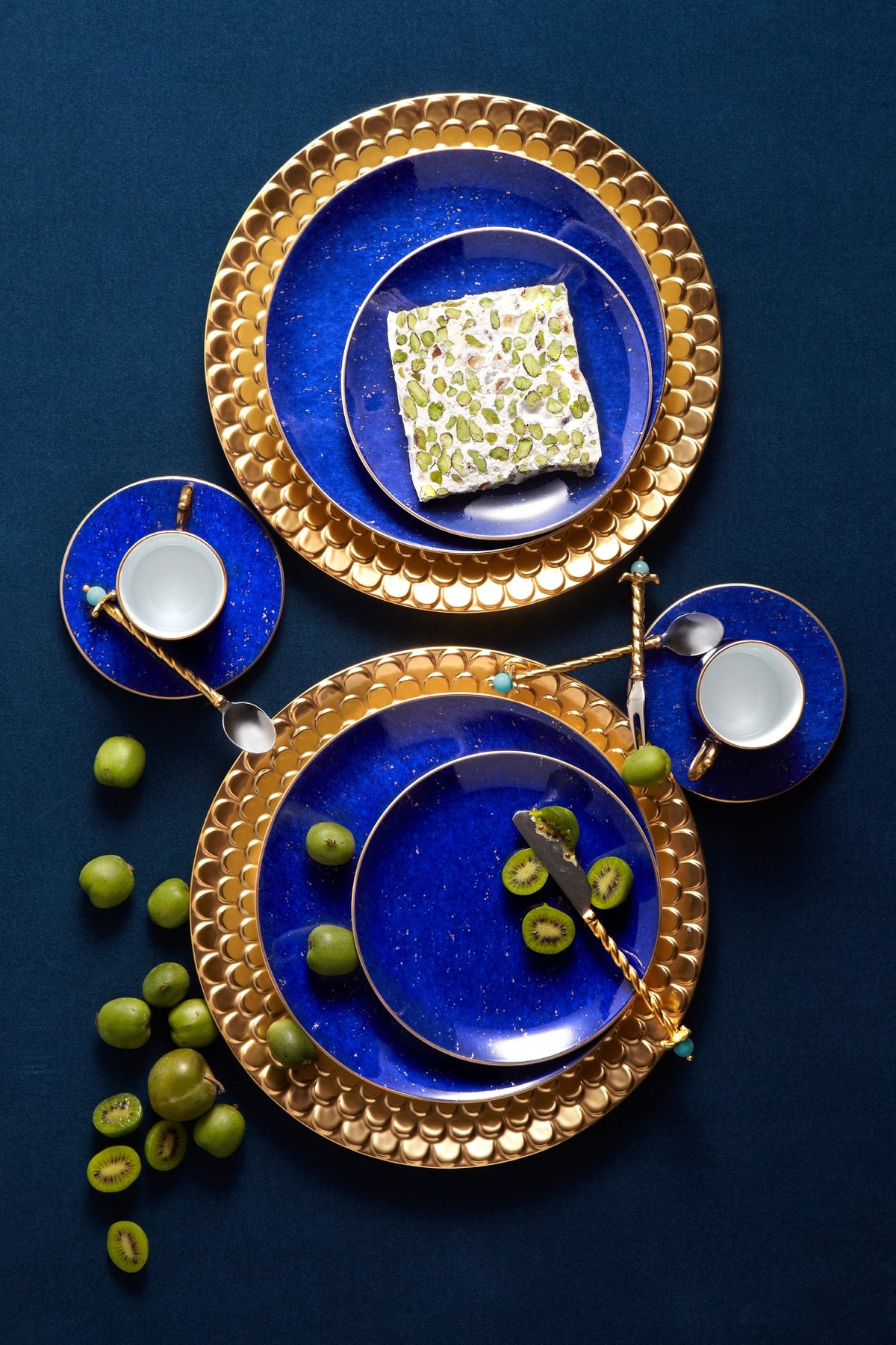 Set de 4 assiettes à dessert Lapis en porcelaine - Bleu