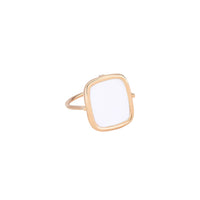 Bague Antique Ring en or rose 18 carats et agate blanche - Blanc