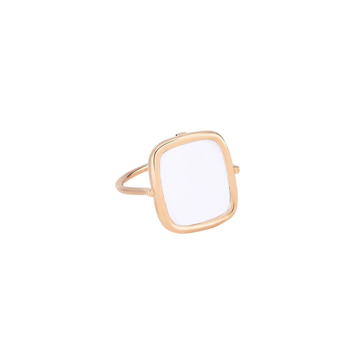 Bague Antique Ring en or rose 18 carats et agate blanche - Blanc