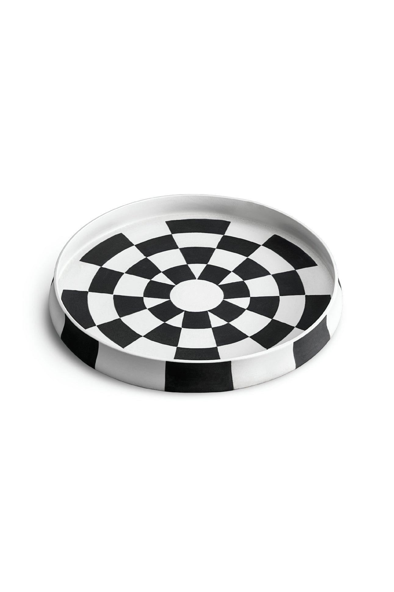 Grand plat Damier en porcelaine - Noir & Blanc