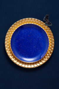 Set de 4 assiettes à dessert Lapis en porcelaine - Bleu