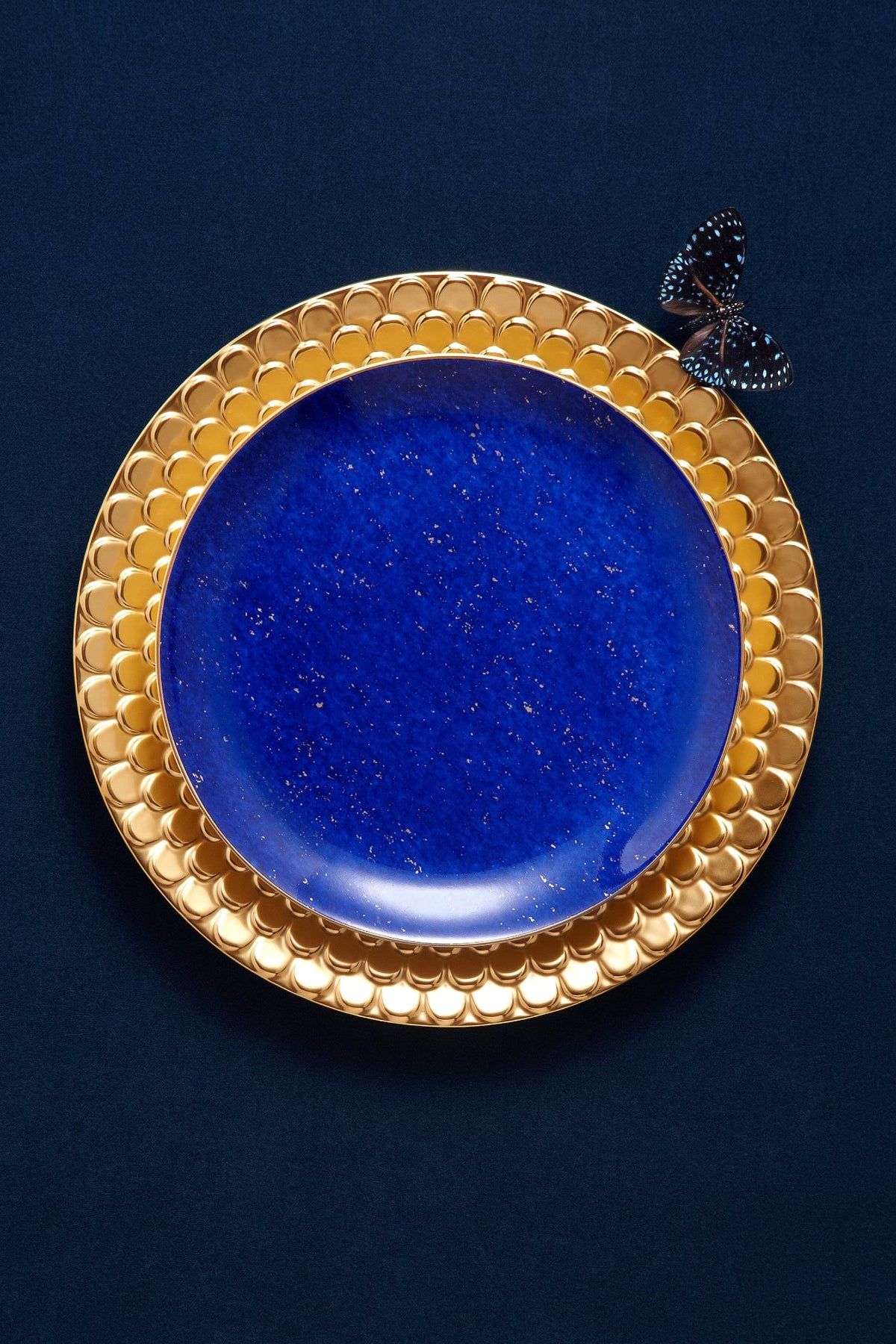 Set de 4 assiettes à dessert Lapis en porcelaine - Bleu
