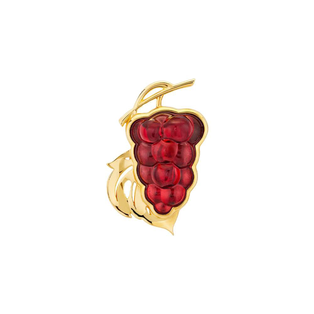 Broche Vigne en cristal et laiton plaqué or - Rouge & Doré