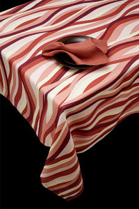 Nappe Landscape en lin - Rouge & Rose