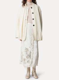 Manteau court en laine avec écharpe amovible - Rice