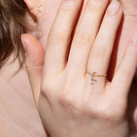 Bague Séléné chaînette Lune sertie de diamants - Or Rose