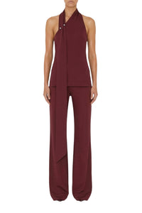 Wide Leg Knit Trouser - Mahogany