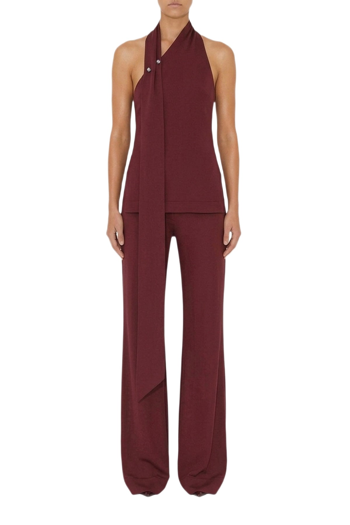 Wide Leg Knit Trouser - Mahogany